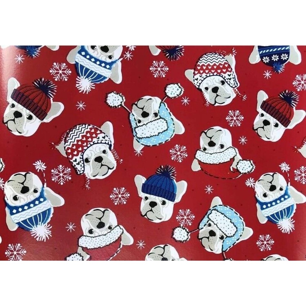Holiday Frenchie French Bulldogs in Hat Christmas Wrapping Paper Roll